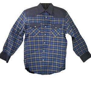 Wrangler Men's 2XL Western Long Sleeve Pearl Snap Shirt  Gray White Plaid